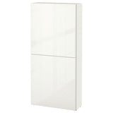 BESTÅ wall cabinet with 2 doors, white/Selsviken high-gloss/white, 60x22x128 cm