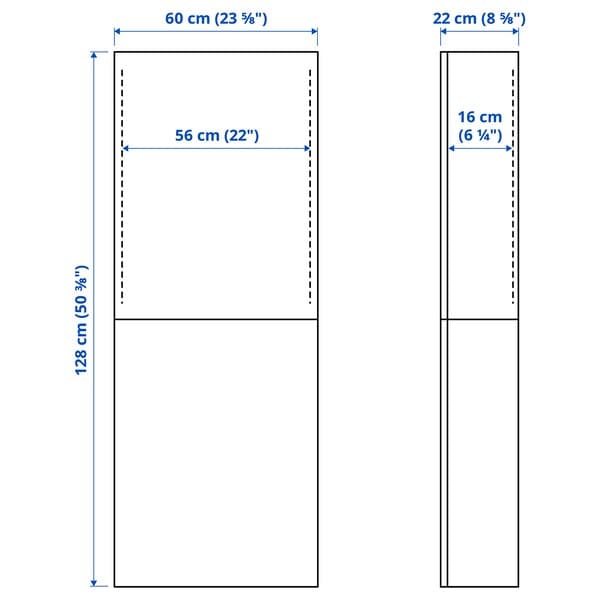 BESTÅ - Wall cabinet with 2 doors, dark grey/Hjortviken pale grey-green, 60x22x128 cm - best price from Maltashopper.com 19508126