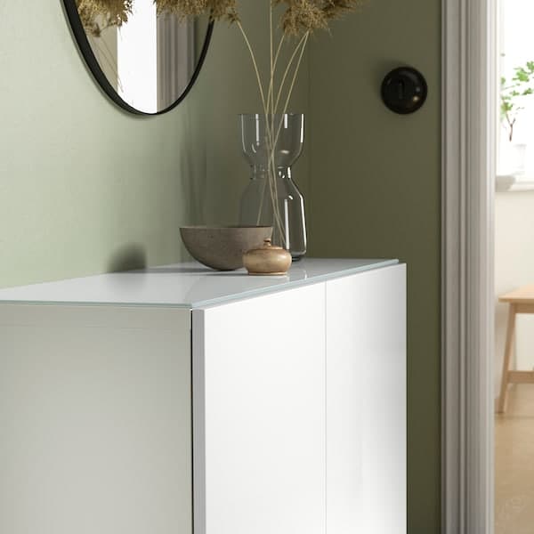 BESTÅ - Top panel, glass white/light green, 120x40 cm - best price from Maltashopper.com 30540747