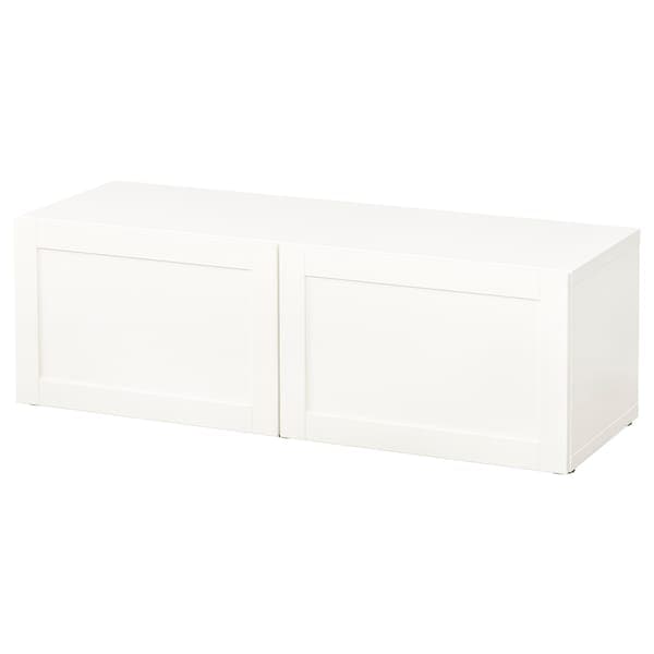 BESTÅ - Shelf unit with doors, white/Hanviken white, 120x42x38 cm - best price from Maltashopper.com 49047421