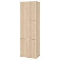 BESTÅ shelf unit with doors, white stained oak effect/Lappviken white stained oak effect, 60x42x193 cm