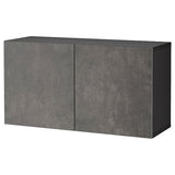 BESTÅ shelf unit with doors, black-brown/Kallviken dark grey, 120x42x64 cm
