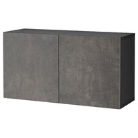 BESTÅ shelf unit with doors, black-brown/Kallviken dark grey, 120x42x64 cm