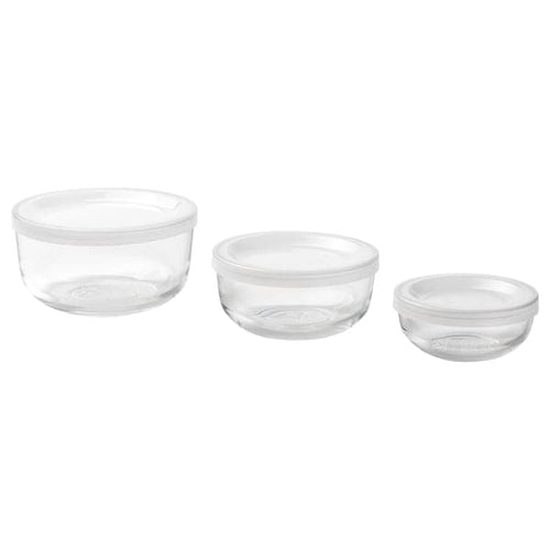 BESTÄMMA - Food container with lid, set of 3, glass