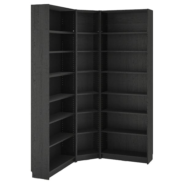 Ikea BILLY - Bookcase corner comb w ext units, black oak effect, 136/136x28x237 cm