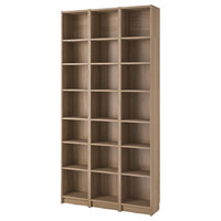 BILLY bookcase comb with extension units, oak effect, 120x28x237 cm
