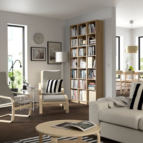Ikea BILLY - Bookcase comb with extension units, oak effect, 120x28x237 cm