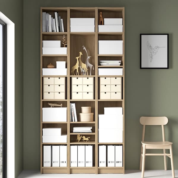 Ikea BILLY - Bookcase comb with extension units, oak effect, 120x28x237 cm