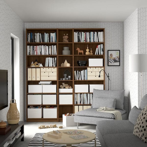 Ikea BILLY - Bookcase comb with extension units, brown walnut effect, 200x28x237 cm