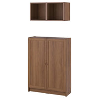 BILLY / EKET storage combination with doors, brown walnut effect, 80x106x30 cm