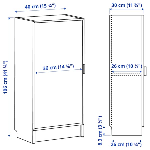 Ikea BILLY / HÖGBO - Bookcase combination w glass doors, white, 40x30x106 cm