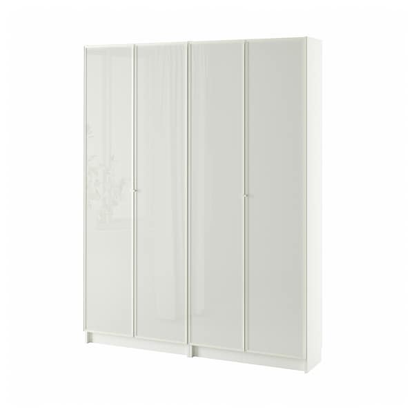 Ikea BILLY / HÖGBO - Bookcase combination w glass doors, white, 160x202 cm