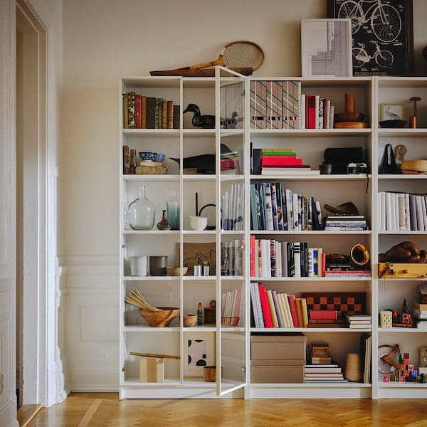 Ikea BILLY / HÖGBO - Bookcase combination w glass doors, white, 160x202 cm