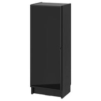 BILLY / HÖGBO bookcase combination w glass doors, black oak effect/black, 40x30x106 cm