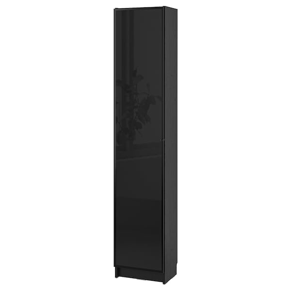 Ikea BILLY / HÖGBO - Bookcase / glass door combination, oak-effect black,40x30x202 cm
