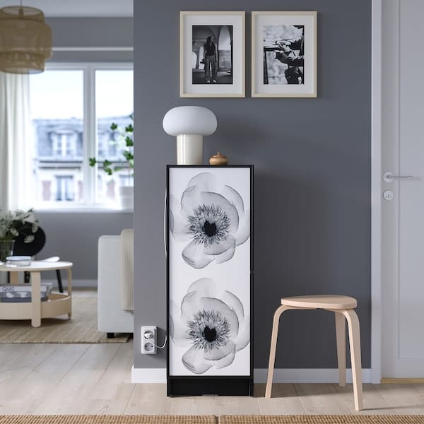 Ikea BILLY / HÖGBO - Bookcase / glass door combination, oak-effect black,40x30x106 cm