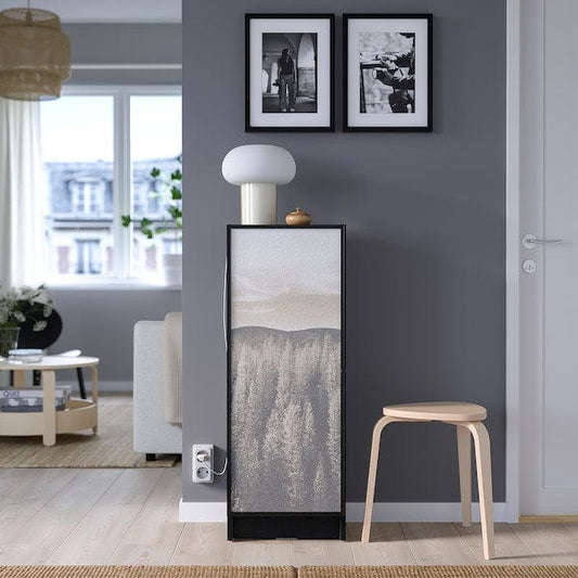 Ikea BILLY / HÖGBO - Bookcase / glass door combination, oak-effect black,40x30x106 cm
