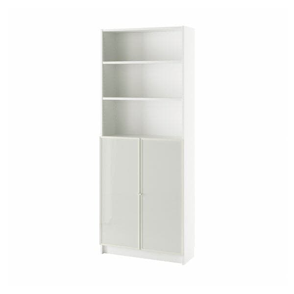 Ikea BILLY / HÖGBO - Bookcase with glass doors, white, 80x30x202 cm