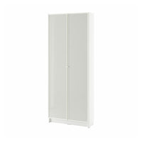 BILLY / HÖGBO bookcase with glass doors, white, 80x30x202 cm