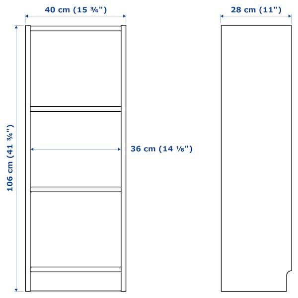 Ikea BILLY - Bookcase, white, 40x28x106 cm