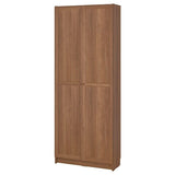 BILLY / OXBERG bookcase with doors, brown walnut effect, 80x30x202 cm