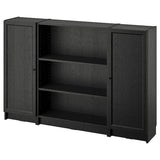 BILLY / OXBERG bookcase combination with doors, black oak effect, 160x106 cm