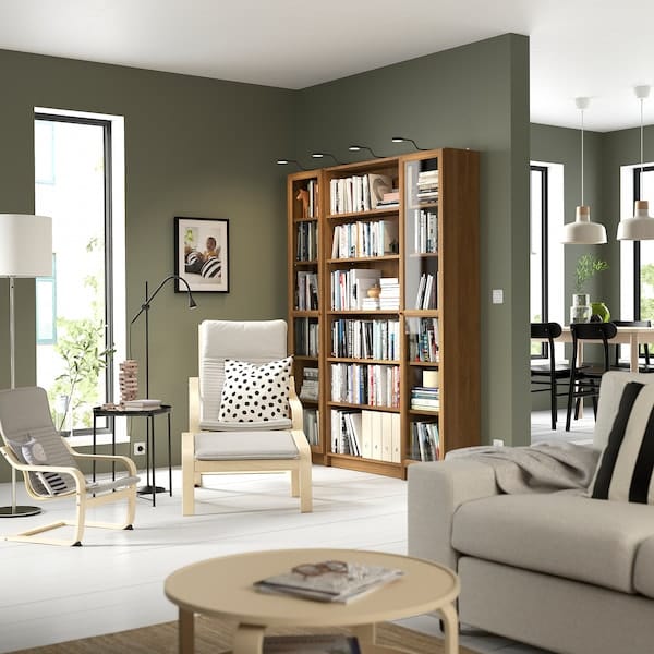 Ikea BILLY / OXBERG - Bookcase combination w glass doors, brown walnut effect, 160x202 cm