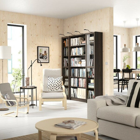 Ikea BILLY / OXBERG - Bookcase/glass door combination, dark brown oak effect,160x202 cm