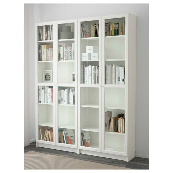Ikea BILLY / OXBERG - Bookcase, white/glass, 160x30x202 cm