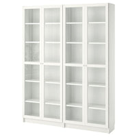 BILLY / OXBERG bookcase, white/glass, 160x30x202 cm