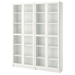 Ikea BILLY / OXBERG - Bookcase, white/glass, 160x30x202 cm