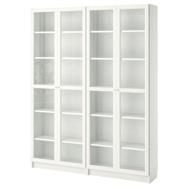 Ikea BILLY / OXBERG - Bookcase, white/glass, 160x30x202 cm