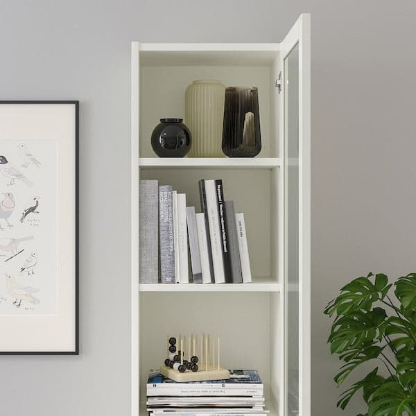 Ikea BILLY / OXBERG - Bookcase with glass door, white/glass, 40x30x202 cm