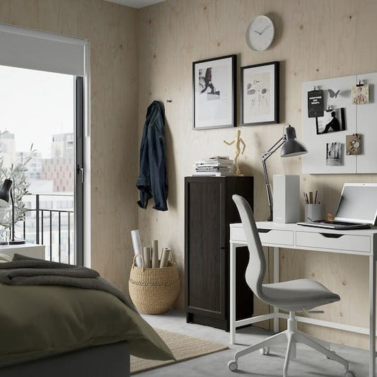 Ikea BILLY / OXBERG - Bookcase with door, dark brown oak effect,40x30x106 cm