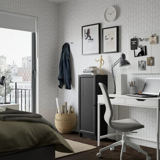 Ikea BILLY / OXBERG - Bookcase with door, black oak effect, 40x30x106 cm