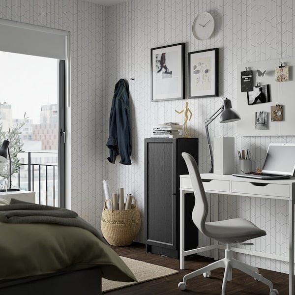 Ikea BILLY / OXBERG - Bookcase with door, black oak effect, 40x30x106 cm