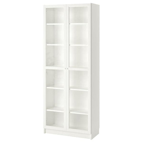 BILLY / OXBERG - Bookcase with glass-doors, white/glass, 80x41x202 cm