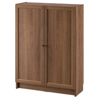 BILLY / OXBERG bookcase with doors, brown walnut effect, 80x30x106 cm