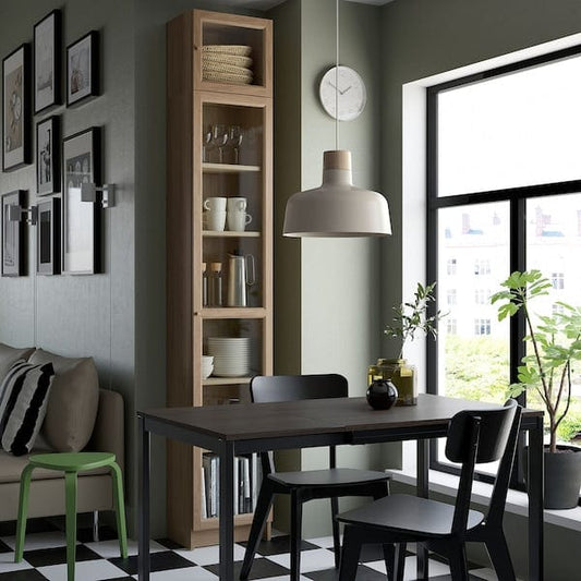 Ikea BILLY / OXBERG - Bookcase w glass doors/ext unit, oak effect, 40x30x237 cm