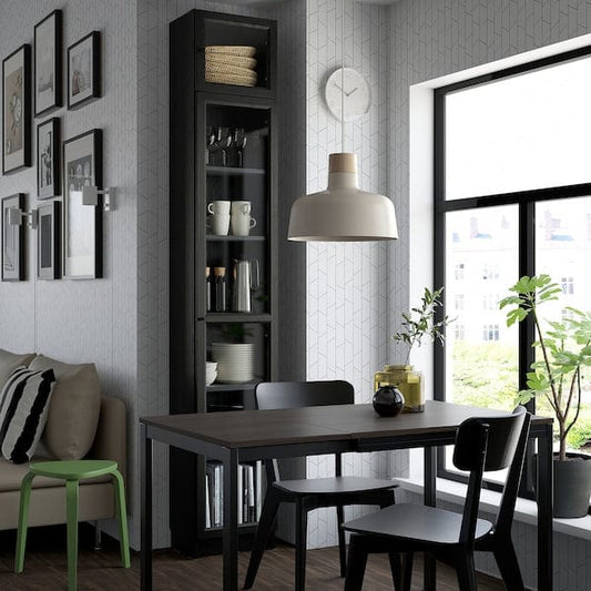 Ikea BILLY / OXBERG - Bookcase w glass doors/ext unit, black oak effect, 40x30x237 cm