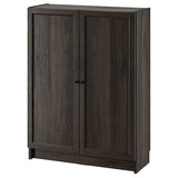 BILLY / OXBERG bookcase with doors, dark brown oak effect, 80x30x106 cm