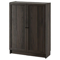 BILLY / OXBERG bookcase with doors, dark brown oak effect, 80x30x106 cm