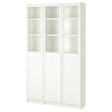 BILLY / OXBERG bookcase with panel/glass doors, white/glass, 120x30x202 cm
