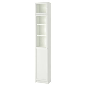 Ikea BILLY / OXBERG - Bookcase w hght ext ut/pnl/glss drs, white/glass, 40x30x237 cm