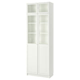 BILLY / OXBERG bookcase w hght ext ut/pnl/glss drs, white/glass, 80x41x237 cm