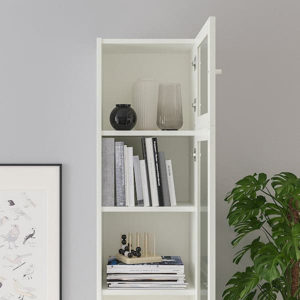 BILLY / OXBERG - Bookcase w hght ext ut/pnl/glss drs, white/glass, 40x30x237 cm - best price from Maltashopper.com 89287433