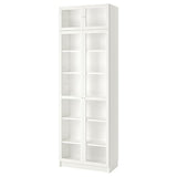 BILLY / OXBERG bookcase w height extension ut/drs, white/glass, 80x41x237 cm