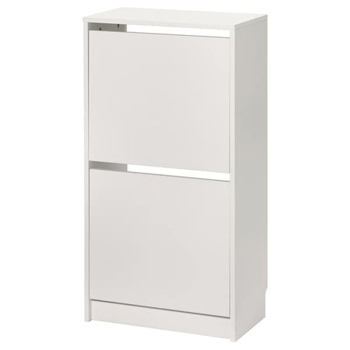 BISSA - Shoe cabinet with 2 compartments, white, 49x28x93 cm