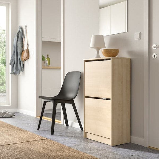 BISSA - Shoe cabinet with 2 compartments, oak effect, 49x28x93 cm - best price from Maltashopper.com 70530218