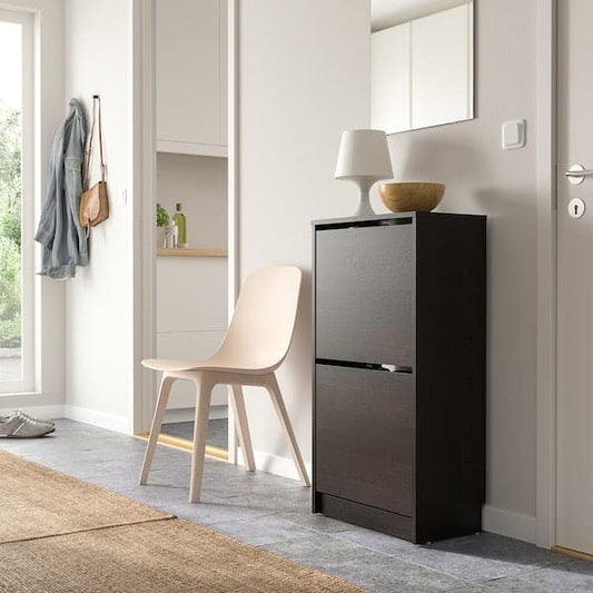 Ikea BISSA - 2-compartment shoe rack, brown-black, 49x28x93 cm